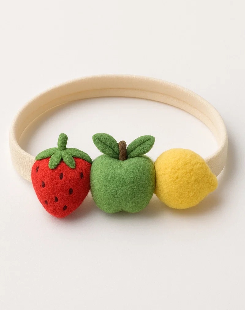 Strawberry, Green Apple, and Kumquat Plush Baby Headband